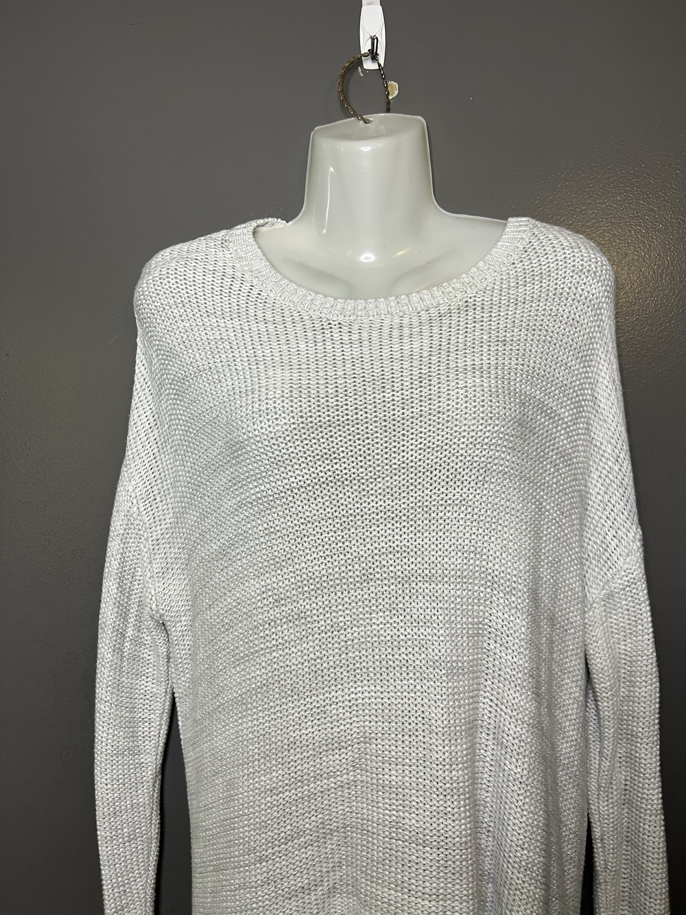 Stitches & Stripes Sweater Womens Medium White Open Knit Ladder Cutout Back